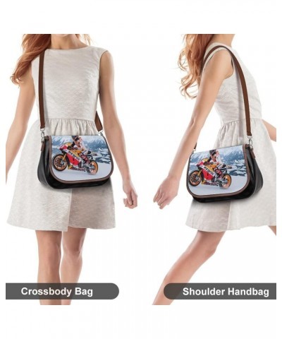 Women's Crossbody Bags Leather Satchel Printed Casual Shoulder Messenger Bags Motorcycle Racing Color2 $20.50 Hobo Bags