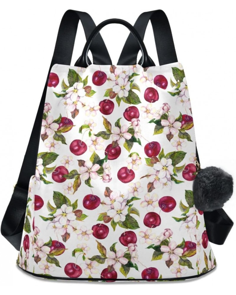 Cherry Berries Blossom Flower Floral Backpack Purse for Women Anti Theft Fashion Back Pack Shoulder Bag $18.40 Backpacks