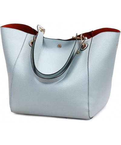 Tote Handbags for Women Large Capacity Work PU Leather Bucket Purse Designer Satchel Hobo Shoulder Bags Light Blue $18.89 Sho...