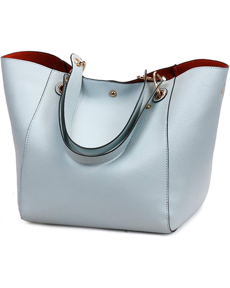 Tote Handbags for Women Large Capacity Work PU Leather Bucket Purse Designer Satchel Hobo Shoulder Bags Light Blue $18.89 Sho...