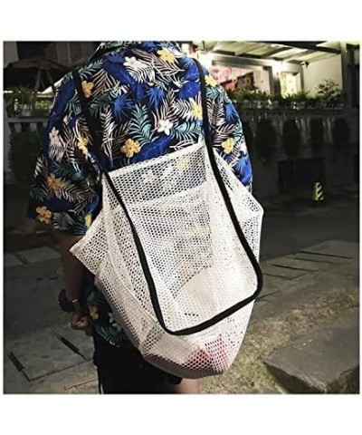 Hollow Mesh Ladies Shoulder Bag Simple Large-Capacity Portable Shopping Bag Beach Bag (Grey) White $10.10 Shoulder Bags