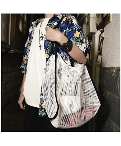 Hollow Mesh Ladies Shoulder Bag Simple Large-Capacity Portable Shopping Bag Beach Bag (Grey) White $10.10 Shoulder Bags