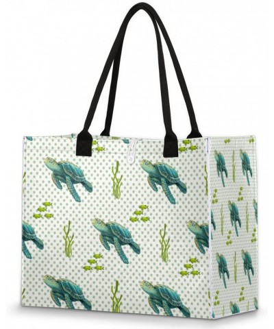 Green Turtle Dots Large Tote Bag Green Shoulder Bag For Women Teachers Nurses Work Shopping Travel Handbag Purse $10.89 Totes