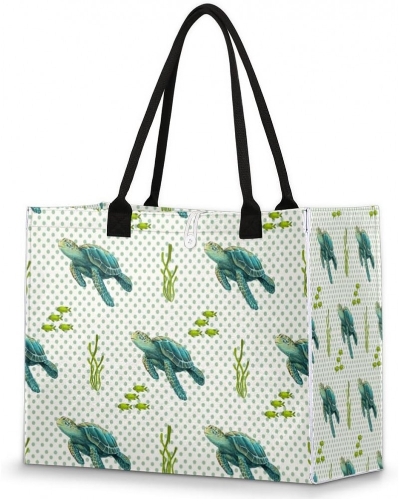 Green Turtle Dots Large Tote Bag Green Shoulder Bag For Women Teachers Nurses Work Shopping Travel Handbag Purse $10.89 Totes