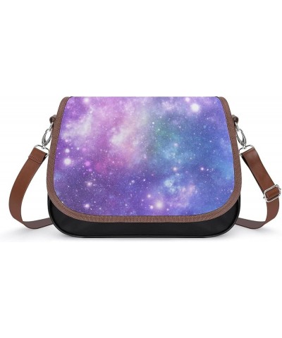 Printed Crossbody Bag Shoulder Bag PU Leather Women's Designer Satchels for School Casual Travel Work Circular Color Galaxy C...