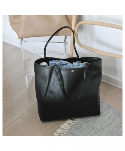 Oversize Vegan Leather Tote Women Weekender Bag Shopper Handbag Travel Purse (Black) Black $23.94 Totes