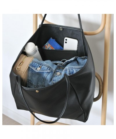 Oversize Vegan Leather Tote Women Weekender Bag Shopper Handbag Travel Purse (Black) Black $23.94 Totes