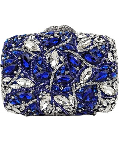 Colorful Crystal Clutch Box Handbag Women Sparkling Evening Bags for Wedding Party Prom Purse Blue/White $39.60 Evening Bags