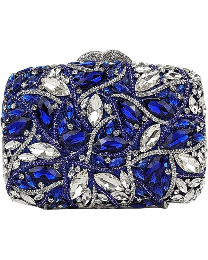 Colorful Crystal Clutch Box Handbag Women Sparkling Evening Bags for Wedding Party Prom Purse Blue/White $39.60 Evening Bags