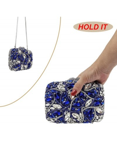 Colorful Crystal Clutch Box Handbag Women Sparkling Evening Bags for Wedding Party Prom Purse Blue/White $39.60 Evening Bags