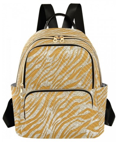 Backpack Purse for Women Silver Glitter Shiny Zebra Chic Yellow Casual Shoulder Bag Small Backpack S Medium $12.48 Backpacks