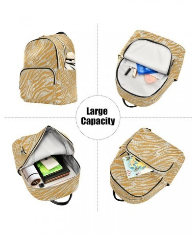 Backpack Purse for Women Silver Glitter Shiny Zebra Chic Yellow Casual Shoulder Bag Small Backpack S Medium $12.48 Backpacks