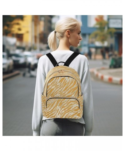 Backpack Purse for Women Silver Glitter Shiny Zebra Chic Yellow Casual Shoulder Bag Small Backpack S Medium $12.48 Backpacks