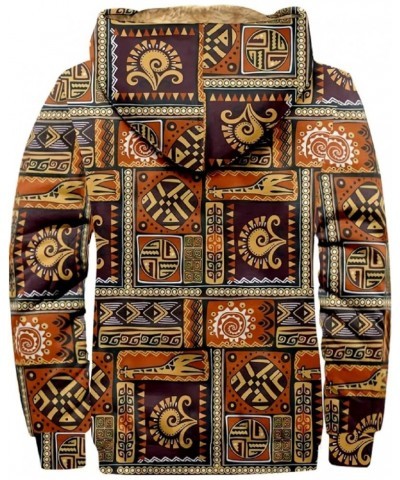 Men's Tribal Aztec Print Western Ethnic Vintage Lapel Jackets Drawstring Hooded Outerwear Winter Warm Pockets Coat 1-ginger $...