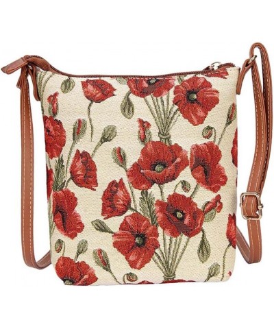 Tapestry Cross-body Satchel Bag/Lightweight Purse Poppy $21.59 Satchels