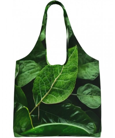 Green Leaf Nature Extra Large Capacity Shoulder Canvas Bag For Shopping Travel Daily Use $14.50 Totes