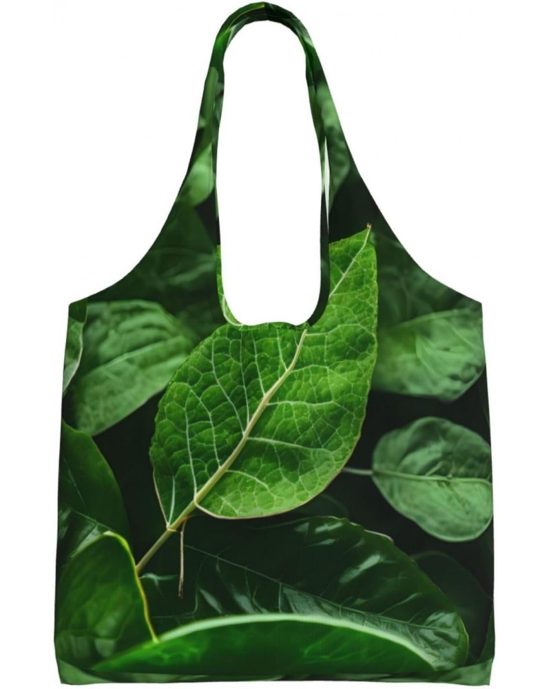 Green Leaf Nature Extra Large Capacity Shoulder Canvas Bag For Shopping Travel Daily Use $14.50 Totes