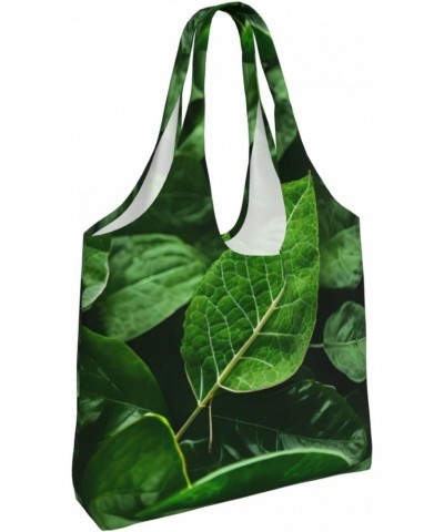 Green Leaf Nature Extra Large Capacity Shoulder Canvas Bag For Shopping Travel Daily Use $14.50 Totes