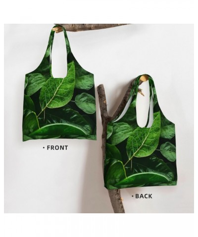 Green Leaf Nature Extra Large Capacity Shoulder Canvas Bag For Shopping Travel Daily Use $14.50 Totes