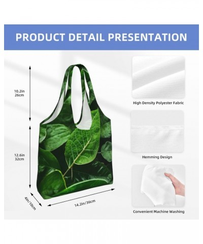 Green Leaf Nature Extra Large Capacity Shoulder Canvas Bag For Shopping Travel Daily Use $14.50 Totes