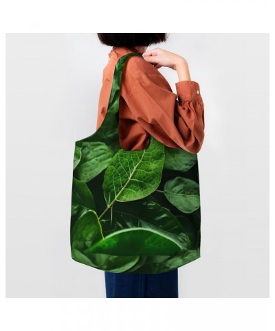 Green Leaf Nature Extra Large Capacity Shoulder Canvas Bag For Shopping Travel Daily Use $14.50 Totes