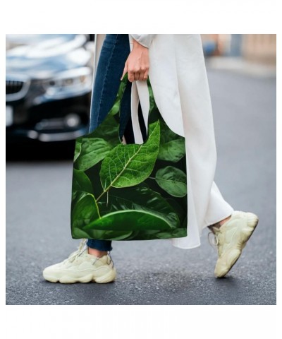 Green Leaf Nature Extra Large Capacity Shoulder Canvas Bag For Shopping Travel Daily Use $14.50 Totes