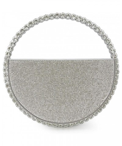 Small Beaded Rhinestones Sparkly Evening Orbicular Clutch Women's For Wedding Engagement Cocktail Prom Party Silver $24.91 Ev...