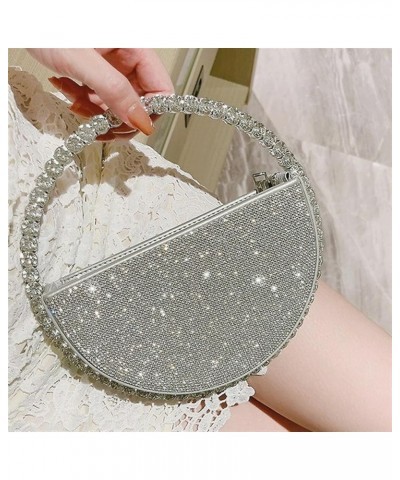 Small Beaded Rhinestones Sparkly Evening Orbicular Clutch Women's For Wedding Engagement Cocktail Prom Party Silver $24.91 Ev...