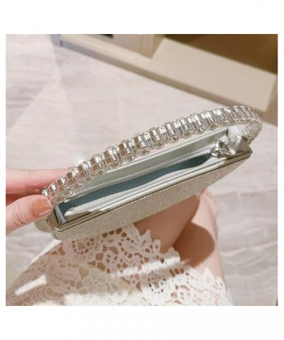 Small Beaded Rhinestones Sparkly Evening Orbicular Clutch Women's For Wedding Engagement Cocktail Prom Party Silver $24.91 Ev...