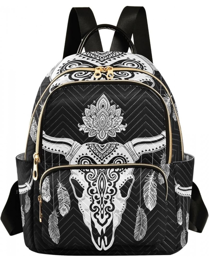 Small Backpack for Women Travel Bag Tribal Ethnic Deer Skull Daypack Purse Fashion Shoulder Bag Rucksack Small B948 $13.51 Ba...