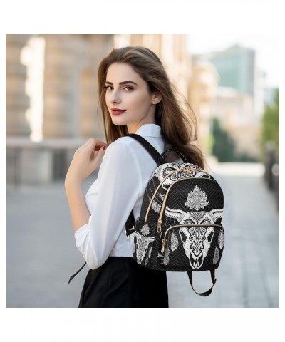 Small Backpack for Women Travel Bag Tribal Ethnic Deer Skull Daypack Purse Fashion Shoulder Bag Rucksack Small B948 $13.51 Ba...