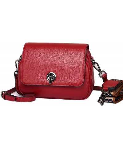 Genuine Leather Satchel Women's Shoulder Bags Retro Casual Handbags Work Bag Purse With Cross-body Strap (Black) Red $35.09 S...