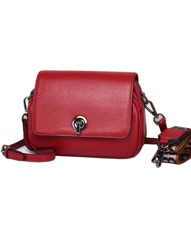 Genuine Leather Satchel Women's Shoulder Bags Retro Casual Handbags Work Bag Purse With Cross-body Strap (Black) Red $35.09 S...