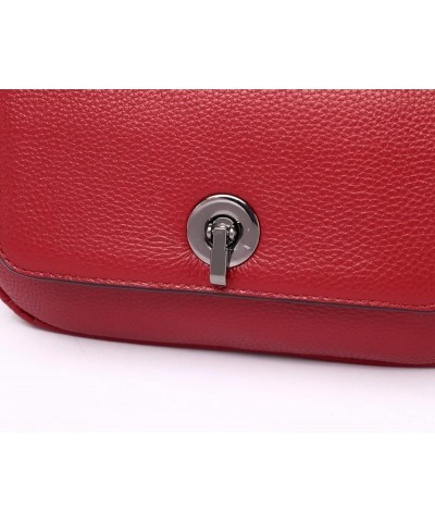 Genuine Leather Satchel Women's Shoulder Bags Retro Casual Handbags Work Bag Purse With Cross-body Strap (Black) Red $35.09 S...