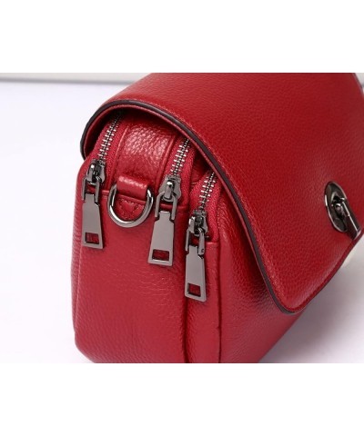 Genuine Leather Satchel Women's Shoulder Bags Retro Casual Handbags Work Bag Purse With Cross-body Strap (Black) Red $35.09 S...