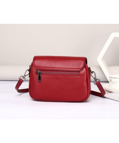 Genuine Leather Satchel Women's Shoulder Bags Retro Casual Handbags Work Bag Purse With Cross-body Strap (Black) Red $35.09 S...