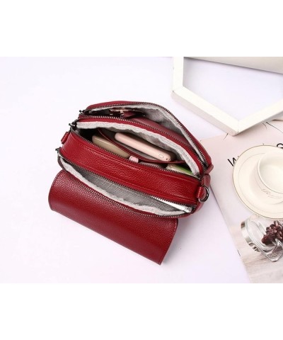 Genuine Leather Satchel Women's Shoulder Bags Retro Casual Handbags Work Bag Purse With Cross-body Strap (Black) Red $35.09 S...