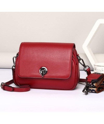 Genuine Leather Satchel Women's Shoulder Bags Retro Casual Handbags Work Bag Purse With Cross-body Strap (Black) Red $35.09 S...