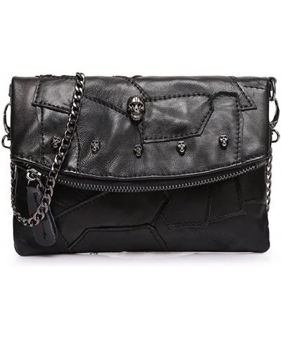 SNAPWISH® Genuine Leather Clutch Women Chain Shoulder Bag Multicolor Splice Wallet Skull Purse Messenger bag Black $39.13 Totes