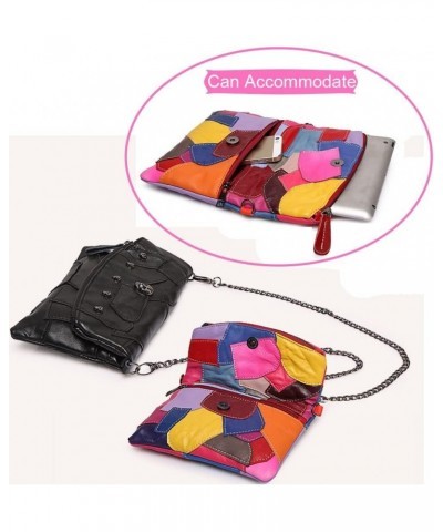 SNAPWISH® Genuine Leather Clutch Women Chain Shoulder Bag Multicolor Splice Wallet Skull Purse Messenger bag Black $39.13 Totes