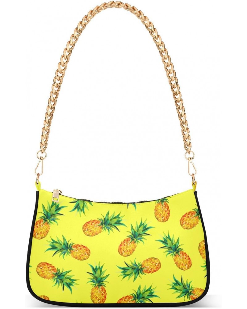 Fruit Shoulder Bag Pineapple Vivid Summer Yellow Women Clutch Handbag Shoulder Purch Boho Bag Date Chain Bag Tote Bag Spring ...