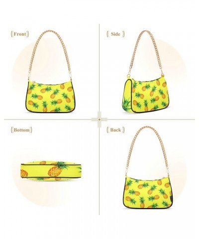 Fruit Shoulder Bag Pineapple Vivid Summer Yellow Women Clutch Handbag Shoulder Purch Boho Bag Date Chain Bag Tote Bag Spring ...