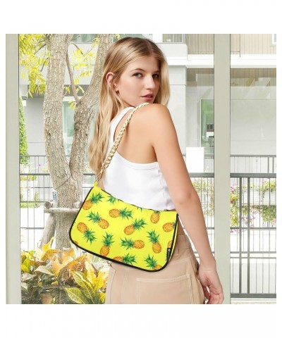 Fruit Shoulder Bag Pineapple Vivid Summer Yellow Women Clutch Handbag Shoulder Purch Boho Bag Date Chain Bag Tote Bag Spring ...