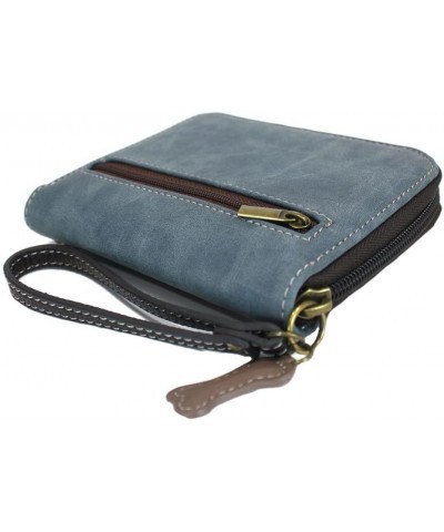 Chala Paw Print Zip-Around Wristlet Wallet, Dog Mom Gift Dog Lover (Burguny/Teal) Blue_ Weiner Dog $23.10 Wallets