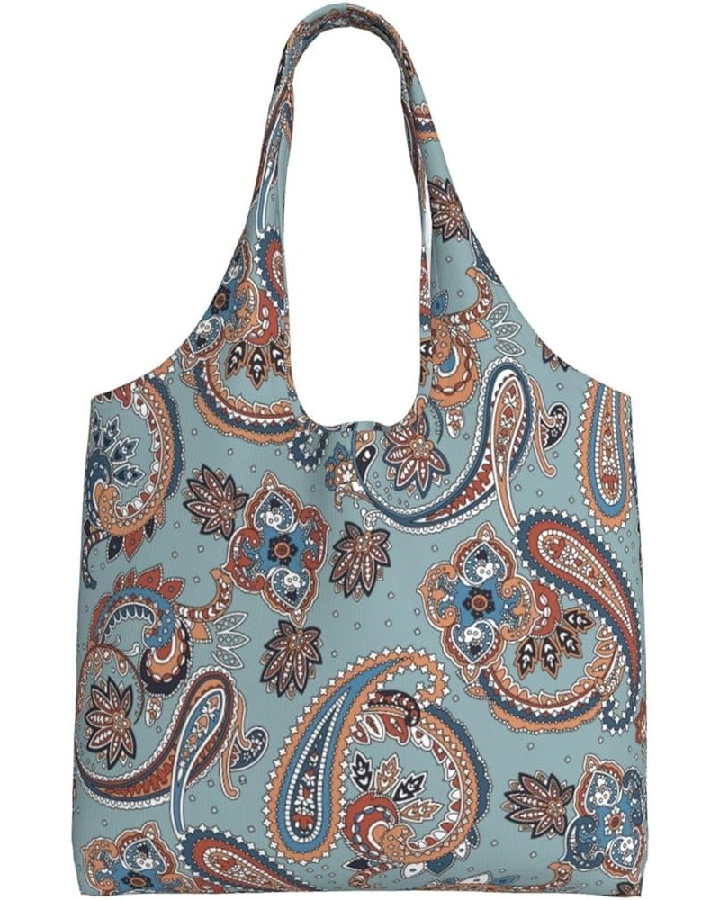 Paisley Single Shoulder Commuter Canvas Tote Bags For Women And Men Paisley 19 $10.55 Totes