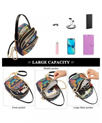 Fantasy Cat Portrait Crossbody Sling Bags for Women, Compact Fashion Handbag with Chain Strap Top handle for Evening Party Da...