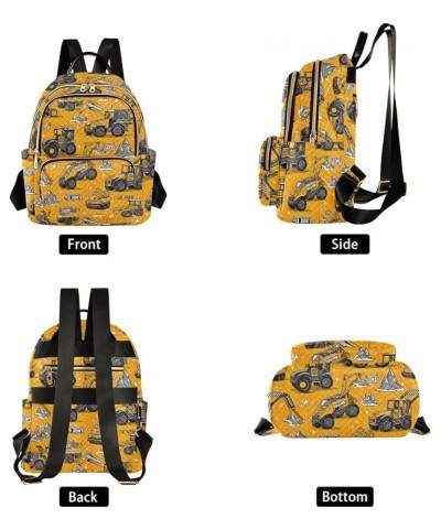 Cute Construction Vehicles Yellow Backpack for Women Fashion Shoulder Bags Small Casual Daypack Travel Bag S 202a3244 M(11.4"...