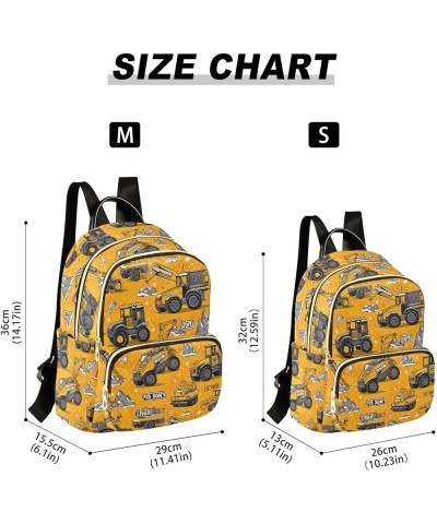 Cute Construction Vehicles Yellow Backpack for Women Fashion Shoulder Bags Small Casual Daypack Travel Bag S 202a3244 M(11.4"...