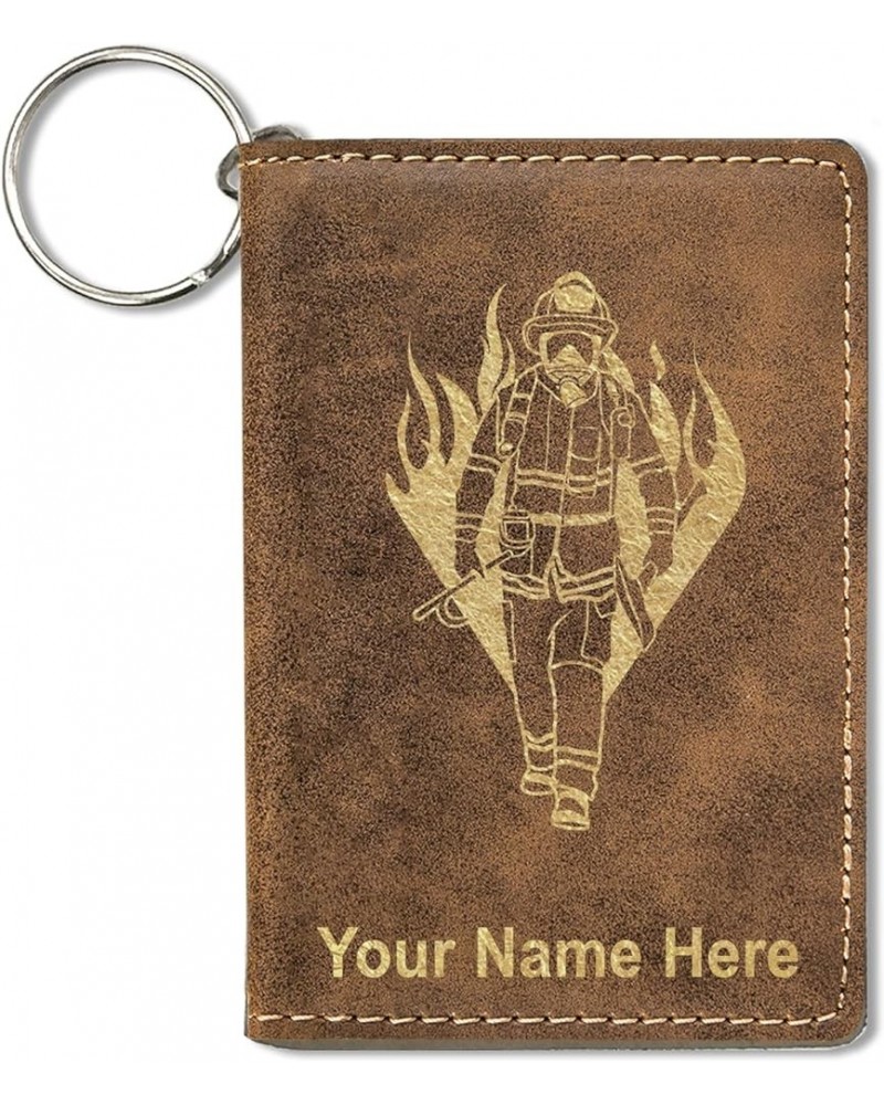 ID Holder Wallet, Fireman, Personalized Engraving Included (Light Brown) Rustic $11.76 Wallets