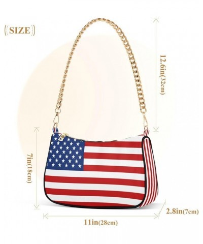 Shoulder Bags for Women American US Flag Independence Day Patriotic Hobo Tote Handbag Small Clutch Purse with Zipper Closure ...